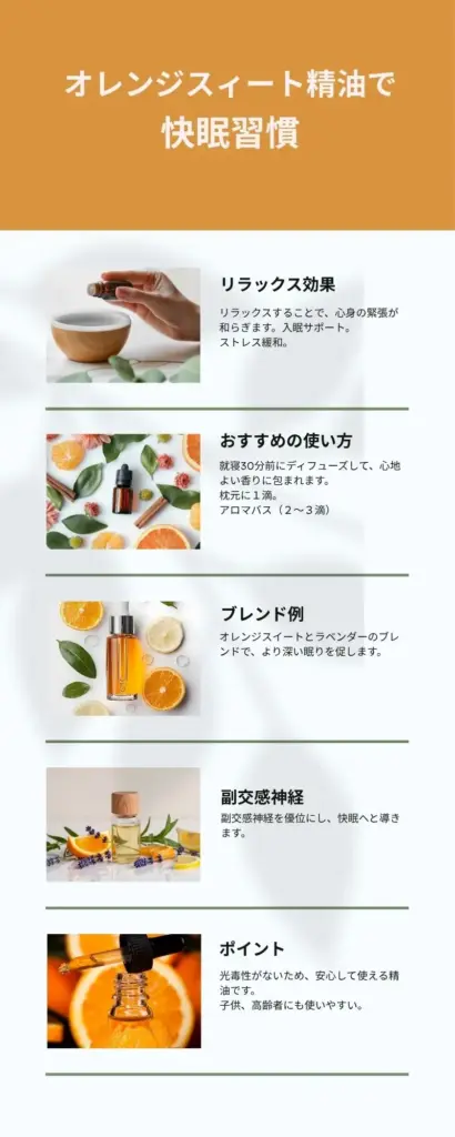 オレンジスイート精油で快眠サポート|夜のリラックス習慣に