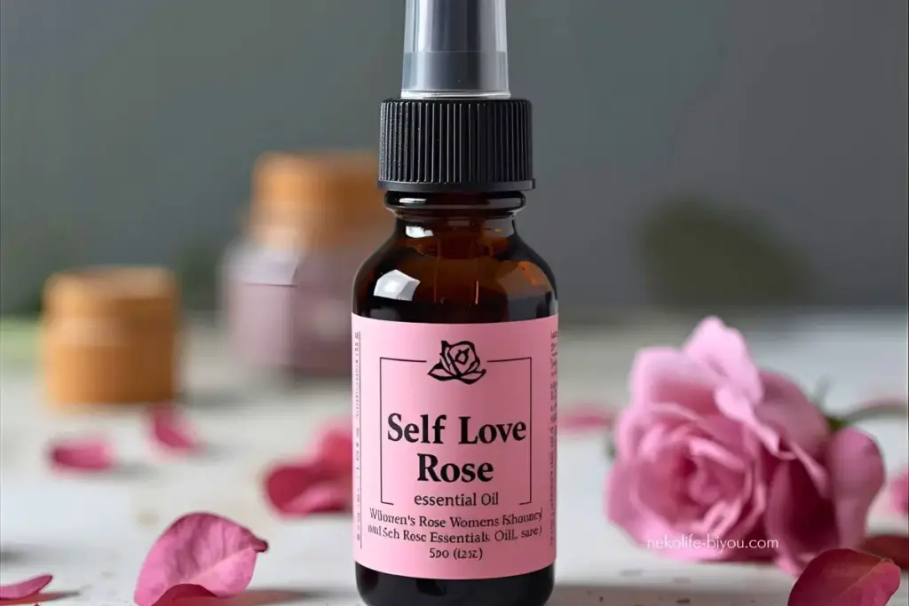 ローズ精油ボトルの写真｜ローズ精油の効果と使い方｜自己肯定感を満たし、女性性を整える夜の香り
